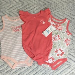 NWT Calvin Klein 3pk girls bodysuits.